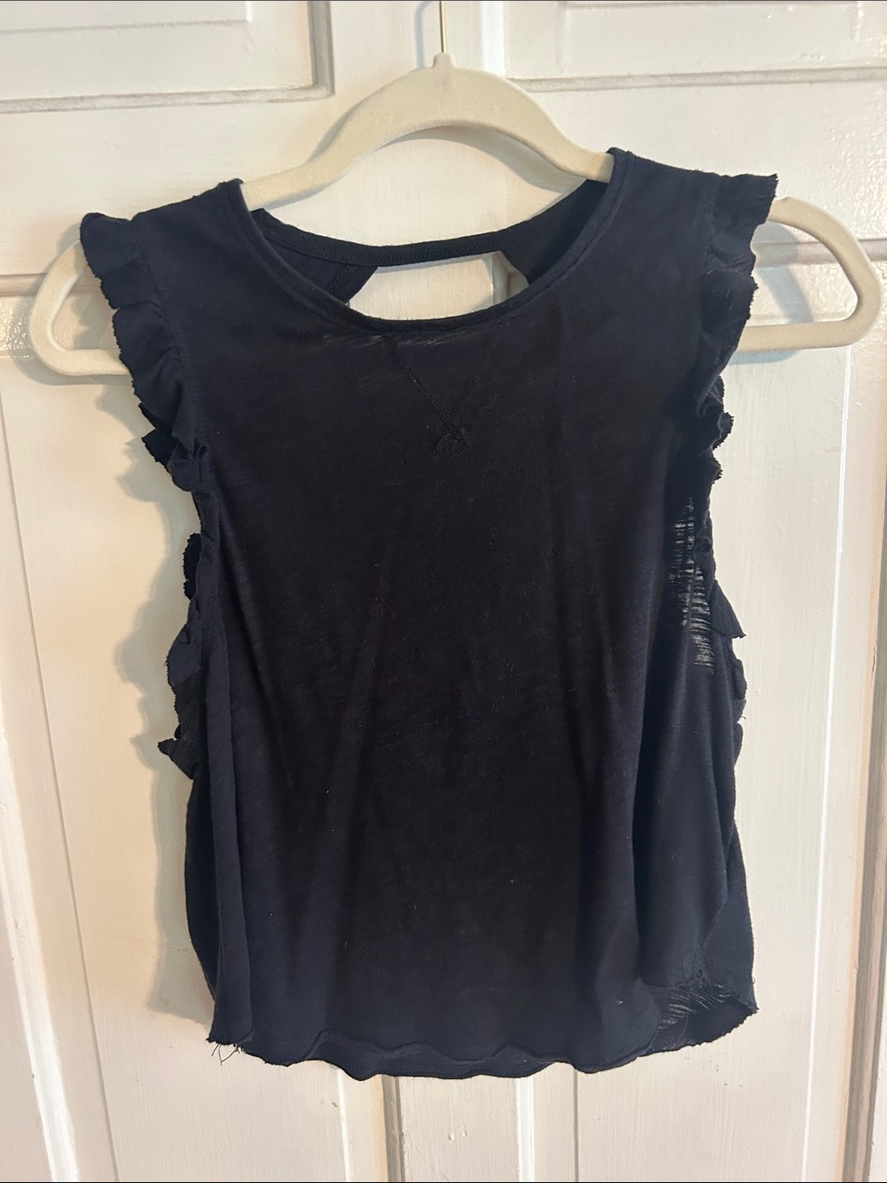 Free People Black Ruffle Sleeve Tank Top